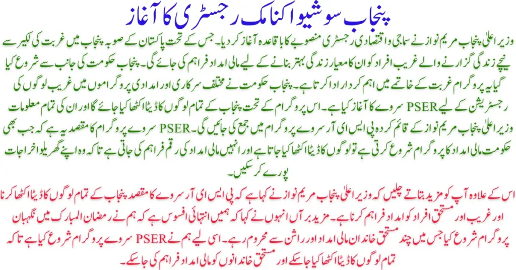 Step-by-Step Guide to Registering for the Punjab Socio-Economic Registry Survey (PSER) Apply Now