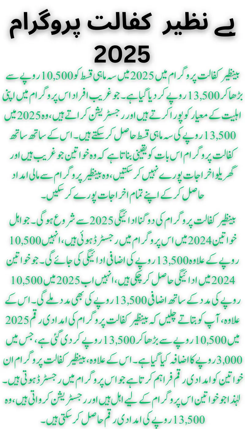 BISP Kafalat Program 2025 Double Payment of 13,500 for Newly Registered Beneficiaries – Latest Update