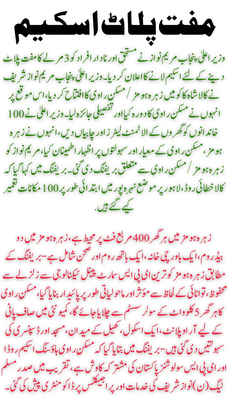 Government of Punjab Introduces Free 3 Marla Plot Scheme for Residents