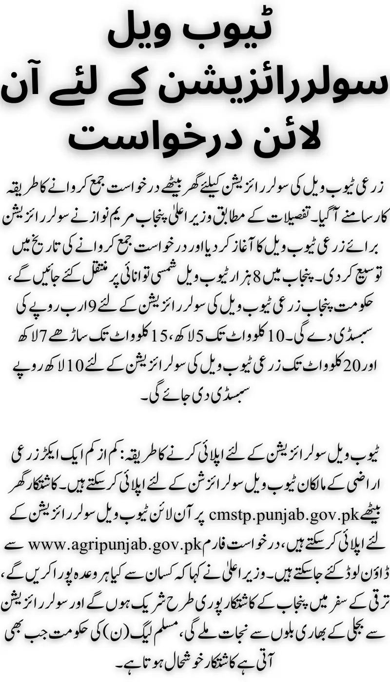 Step-by-Step Guide to Applying for Tube Well Solarization Online New Procedure Explained