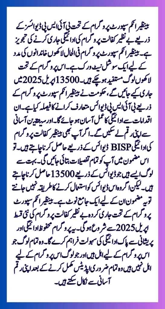BISP 13500 Payment Collection
