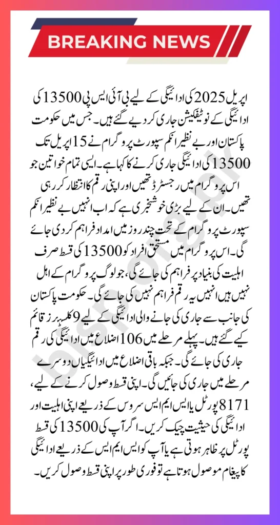 BISP 13500 Payment Notifications