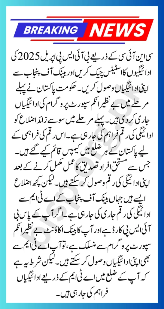 BISP April 2025 Payments
