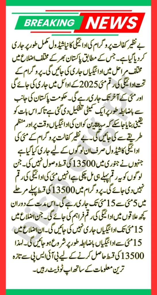 Benazir Kafaalat 2025 Updated