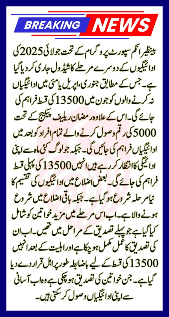 Benazir Income Support Programme July 2025 Payment Schedule & Distribution Process