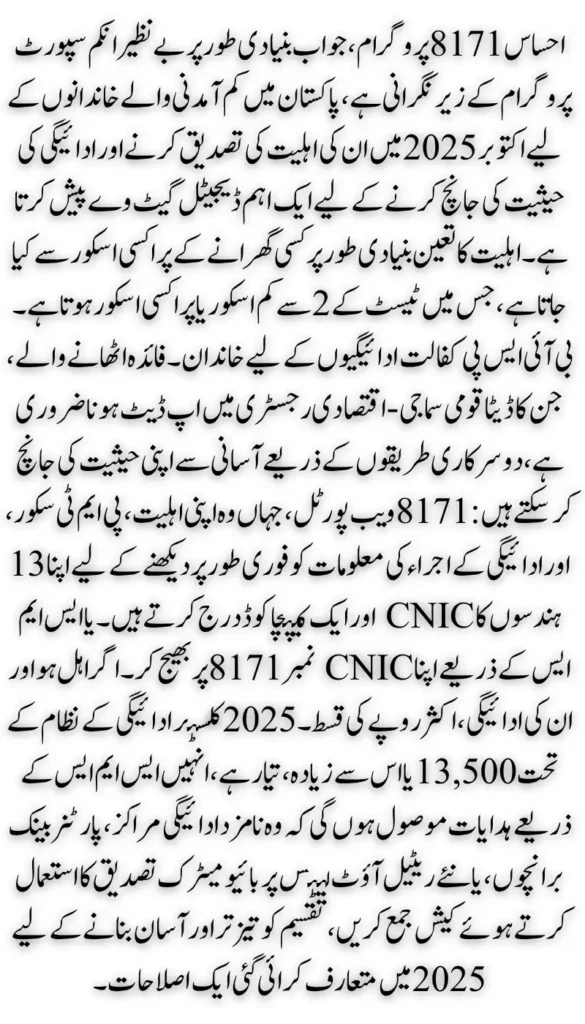 Ehsaas 8171 Program Verify Your Payment Status and Eligibility Now