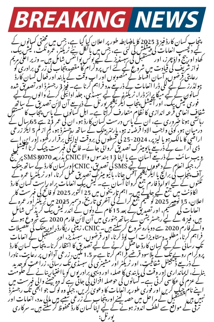 Punjab Kisan Card Phase 3 2025 Winner List blazoned Check Your Name and Prizes Now! 